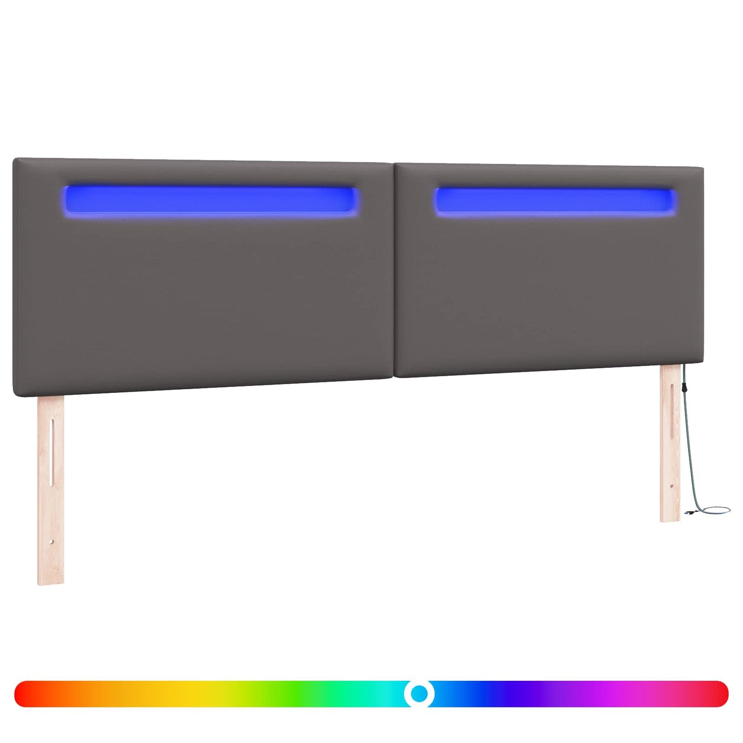 vidaXL LED κεφαλάρι Γκρι 180 cm Τεχνητό Δέρμα
