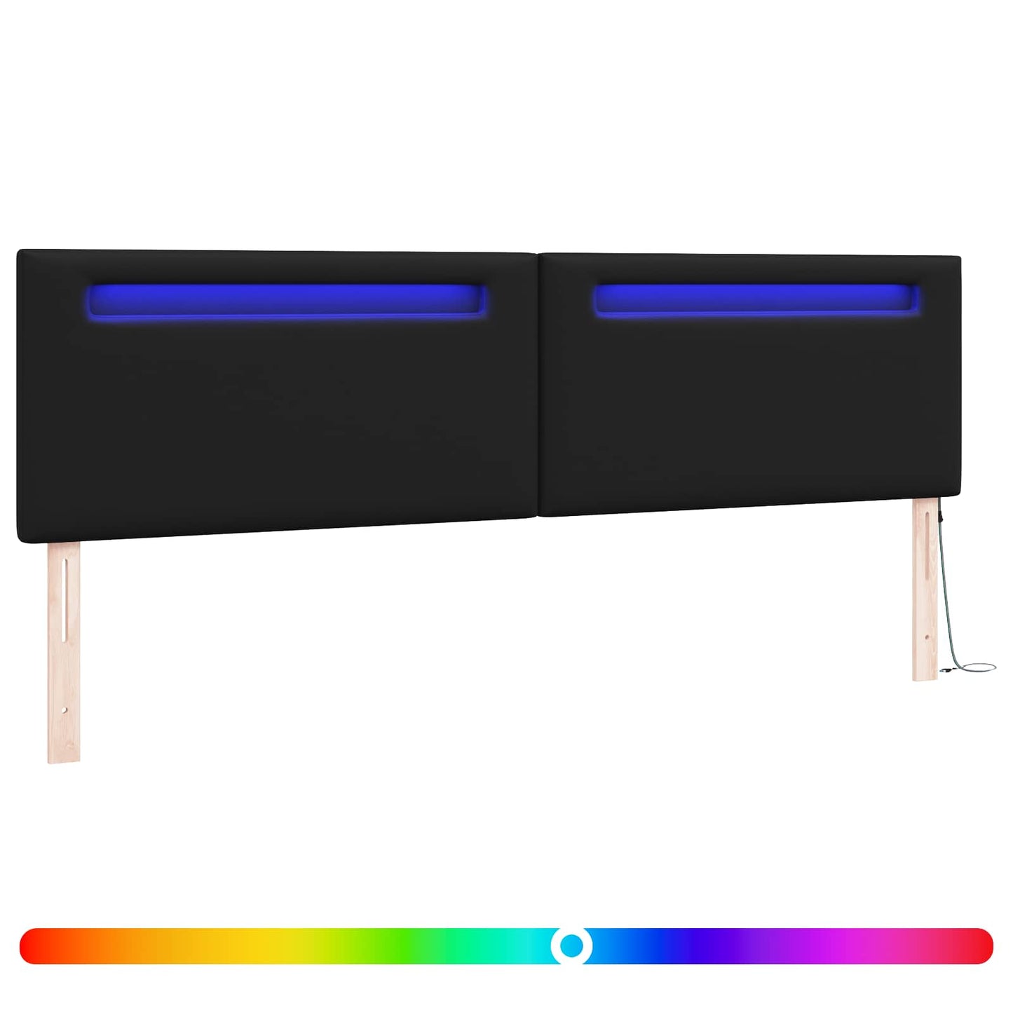 vidaXL LED κεφαλάρι Μαύρο 200 cm Τεχνητό Δέρμα