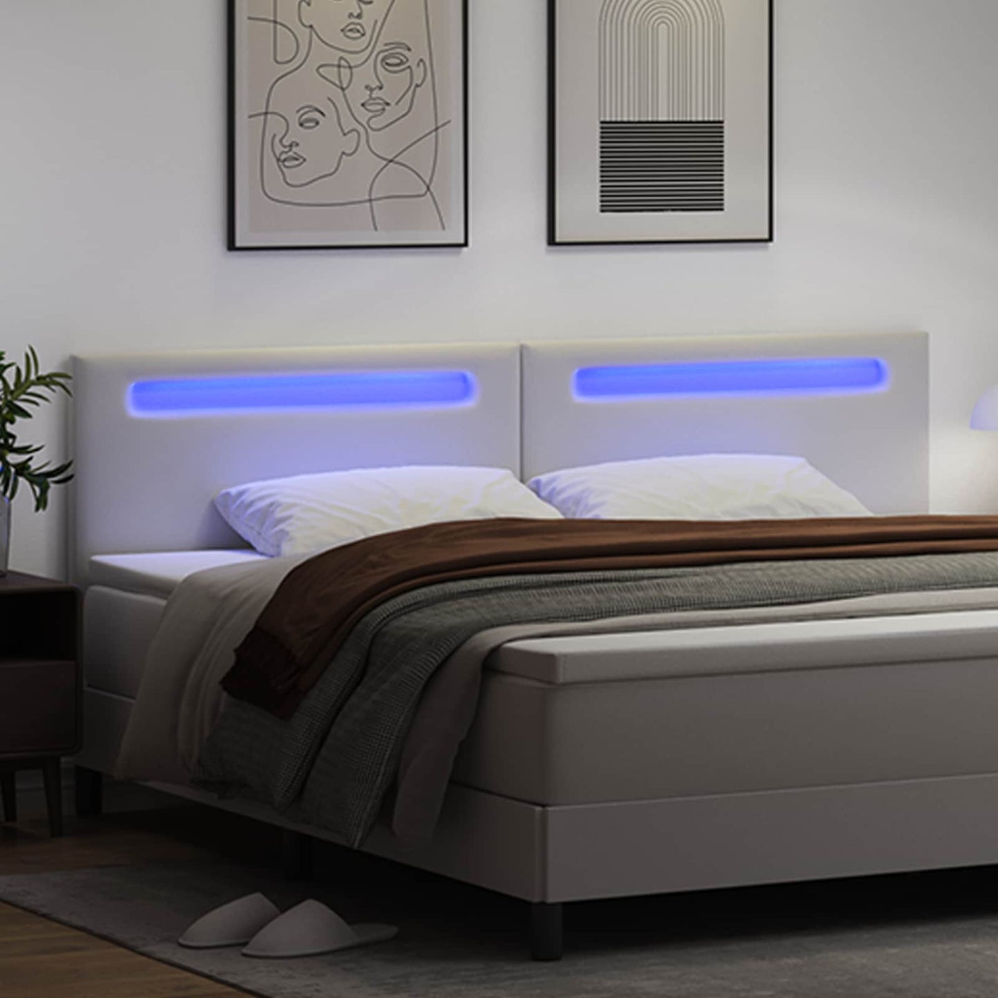vidaXL LED κεφαλάρι Λευκό 200 cm Τεχνητό Δέρμα