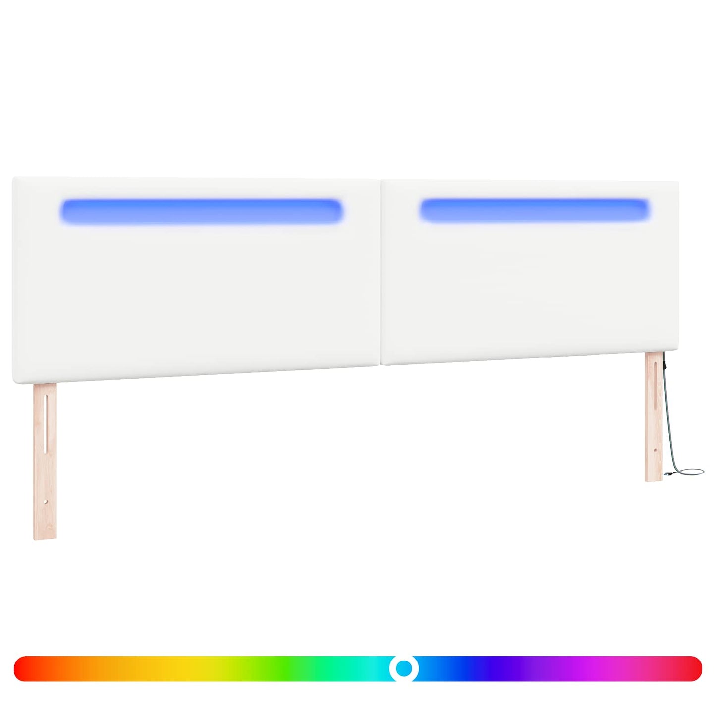 vidaXL LED κεφαλάρι Λευκό 200 cm Τεχνητό Δέρμα