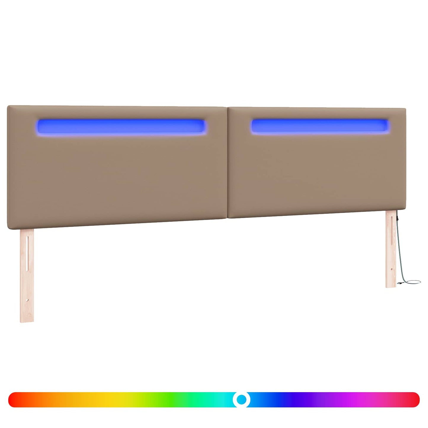 vidaXL LED κεφαλάρι Καπουτσίνο Τεχνητό Δέρμα