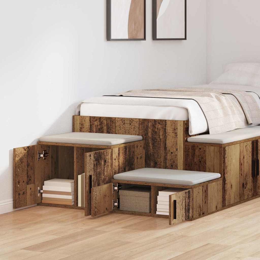 vidaXL Ντουλάπι αποθήκευσης 2 pcs Παλιό ξύλο 108 x 41 x 40 εκ