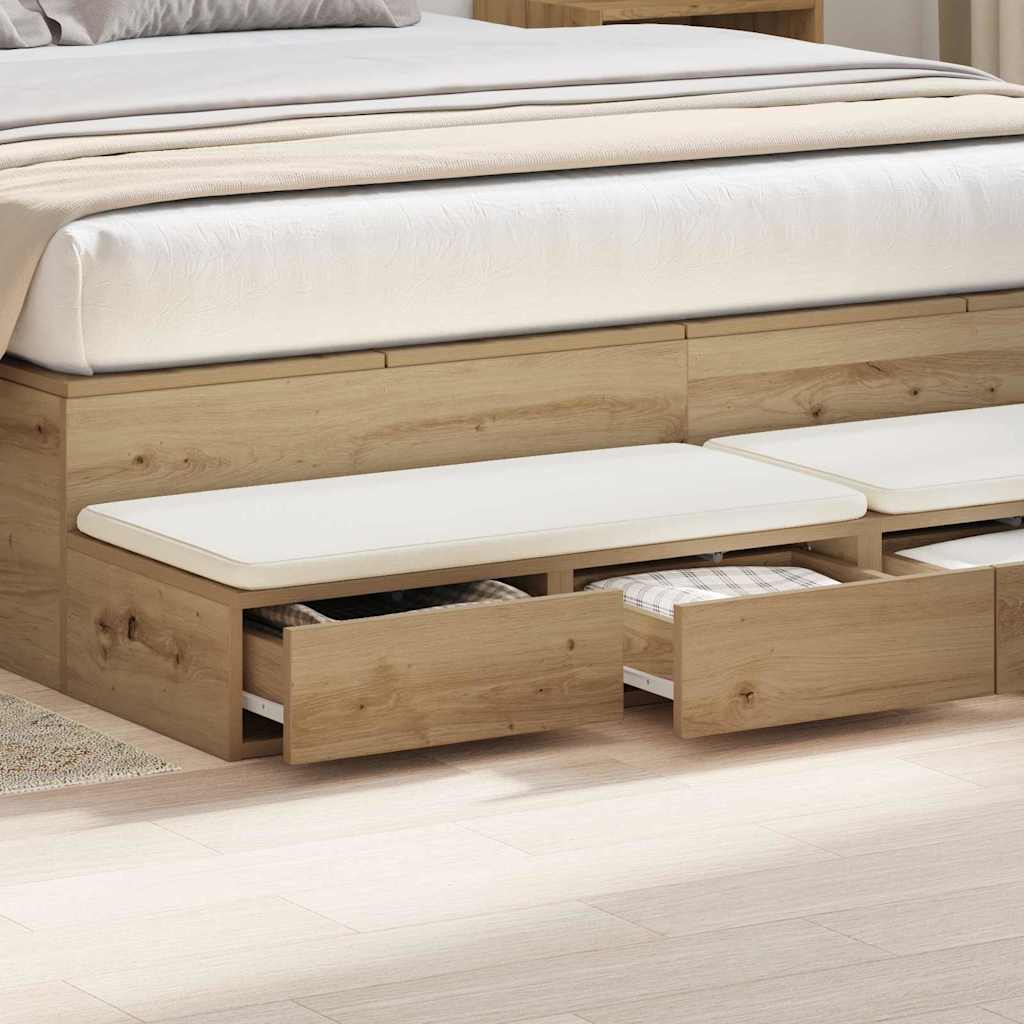 vidaXL Συρτάρια κρεβατιού με συρτάρι Artisan Oak 140 x 36,5 x 16,5 εκ