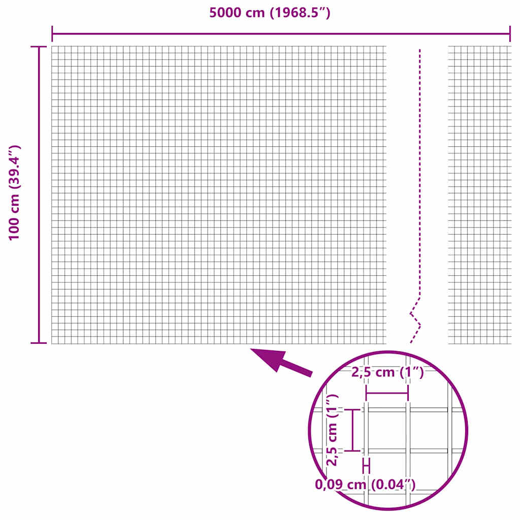 vidaXL Συγκολλητός φράχτης από σύρμα Πράσινο 1 x 50 m