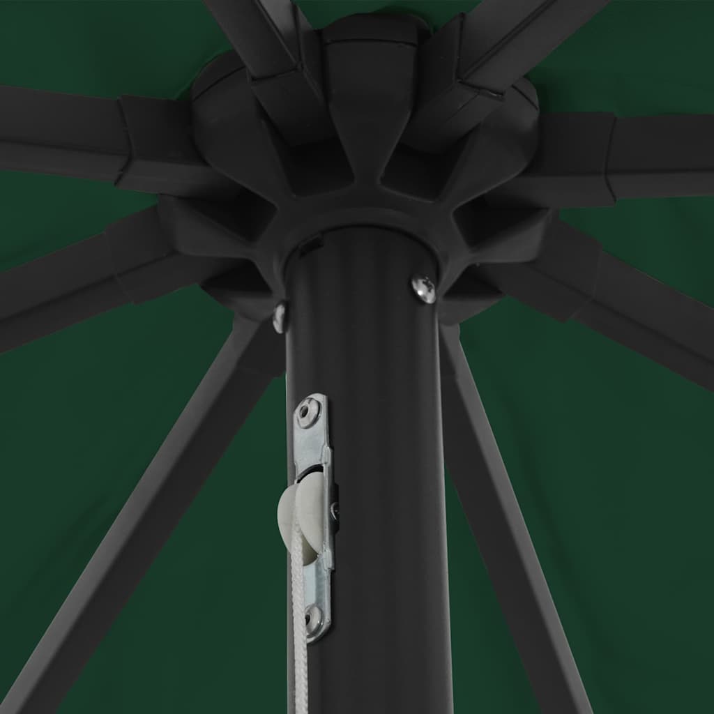 vidaXL Ομπρέλα Κήπου με LED Φώτα Ø395x245 εκ. Πράσινη