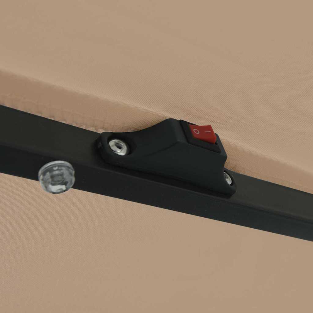 ομπρέλα κήπου vidaXL με φώτα LED ø395x245 εκ. Ταουπέ