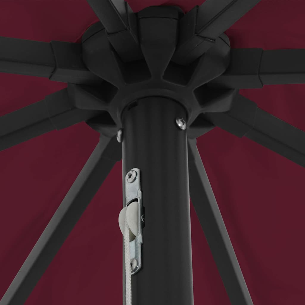 vidaXL Ομπρέλα Κήπου με LED Φώτα ø395x245 εκ. Βουργουνδίας