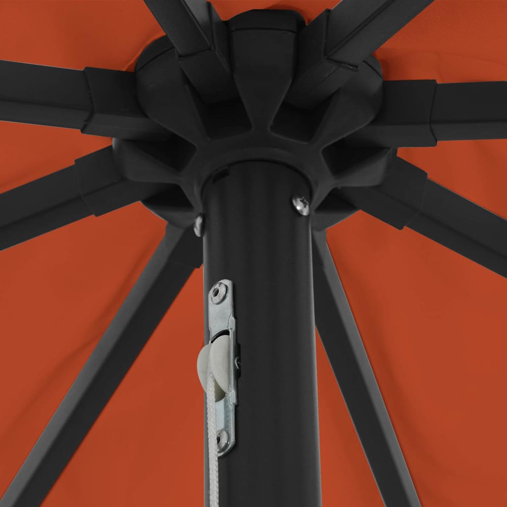 vidaXL Ομπρέλα Κήπου με LED Φώτα Ø395x245 εκ. Καμένο Πορτοκαλί