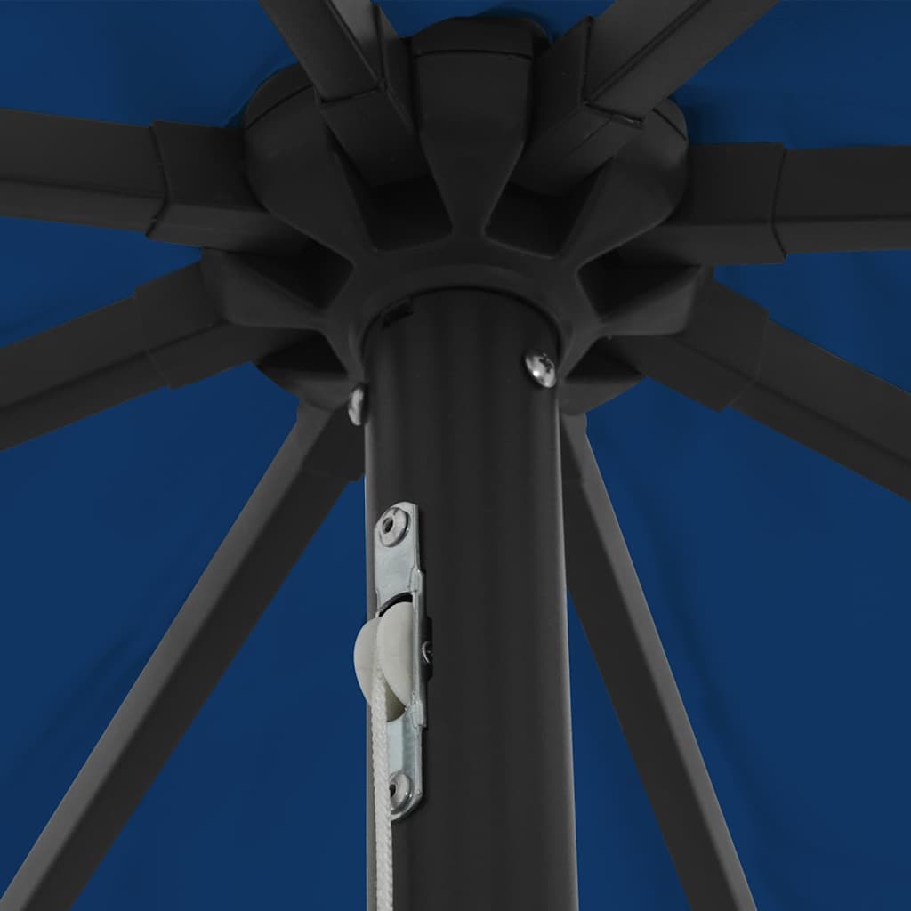 vidaXL Ομπρέλα Κήπου με LED Φώτα ø395x245 εκ Μπλε Αζουρέ