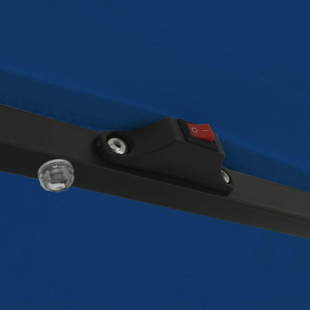 vidaXL Ομπρέλα Κήπου με LED Φώτα ø395x245 εκ Μπλε Αζουρέ