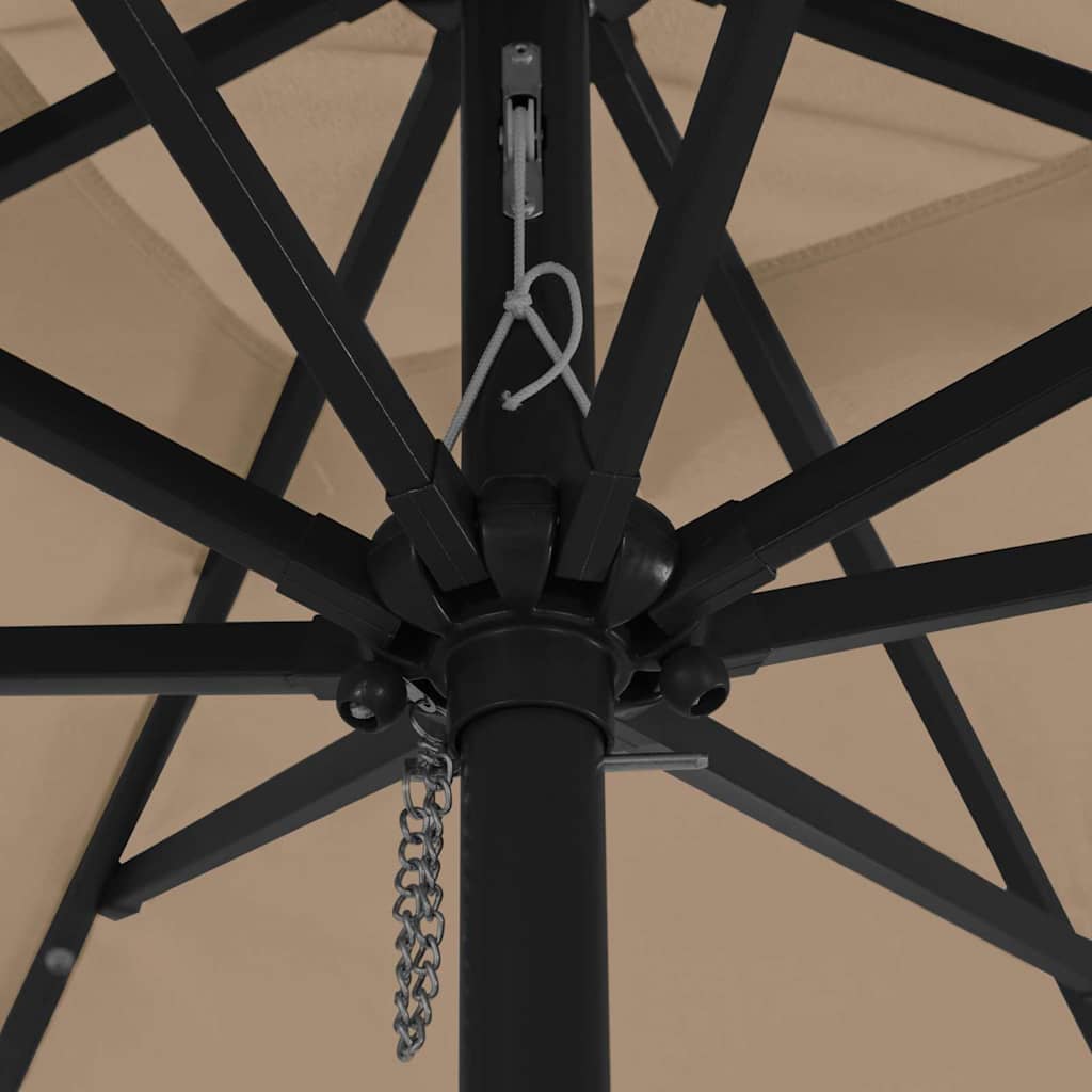 vidaXL Τετράγωνη Ομπρέλα Κήπου με LED Φώτα 295x245 εκ. Ταμπά