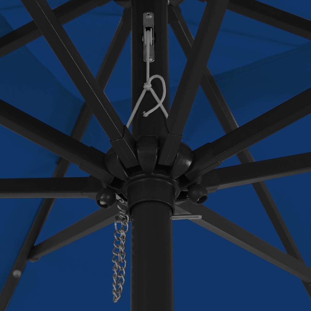 vidaXL Τετράγωνη Ομπρέλα Κήπου με LED Φώτα 295x245 εκ. Αζούρ Μπλε