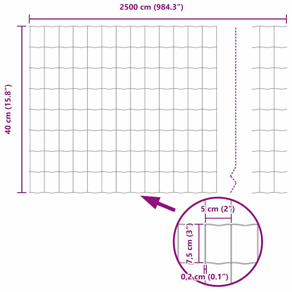 vidaXL Ευρωπαϊκή Περίφραξη Γκρι 0.4x25 μ Σιδηρό