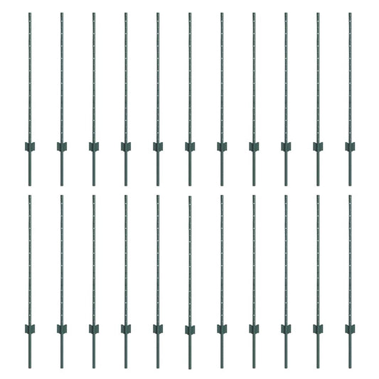 vidaXL Στυλοί Φράχτη 22 τεμ U-Channel Πράσινο 140 εκ Ατσάλι