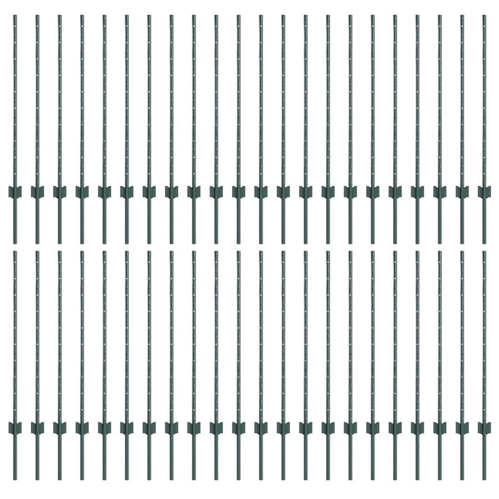 vidaXL Πόρτες Φράχτη 44 τεμ. U-Channel Πράσινος 140 εκ. Χάλυβας