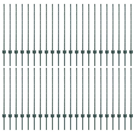 vidaXL Πόρτες Φράχτη 44 τεμ. U-Channel Πράσινος 140 εκ. Χάλυβας