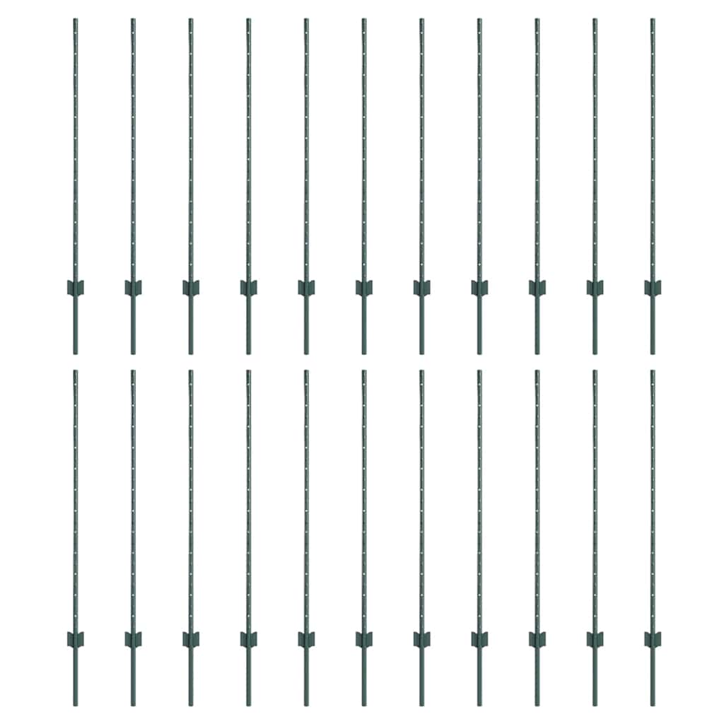 vidaXL Πόλοι φence 22 τεμ Κανάλι U Πράσινοι 160 εκ Χάλυβας