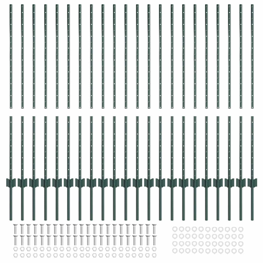vidaXL Πόλοι φence 22 τεμ Κανάλι U Πράσινοι 160 εκ Χάλυβας