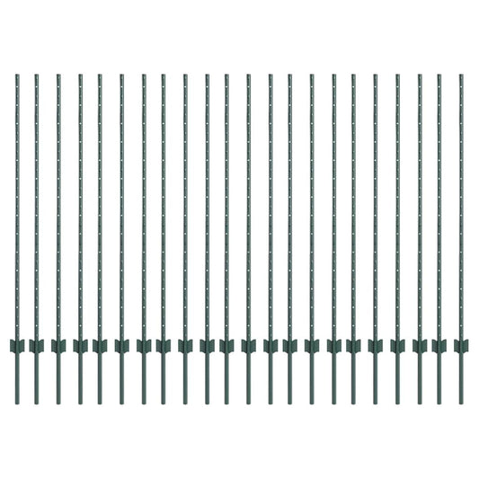 vidaXL Κολώνες Φράχτη 22 τεμ U-Channel Πράσινες 180 cm Ατσάλι
