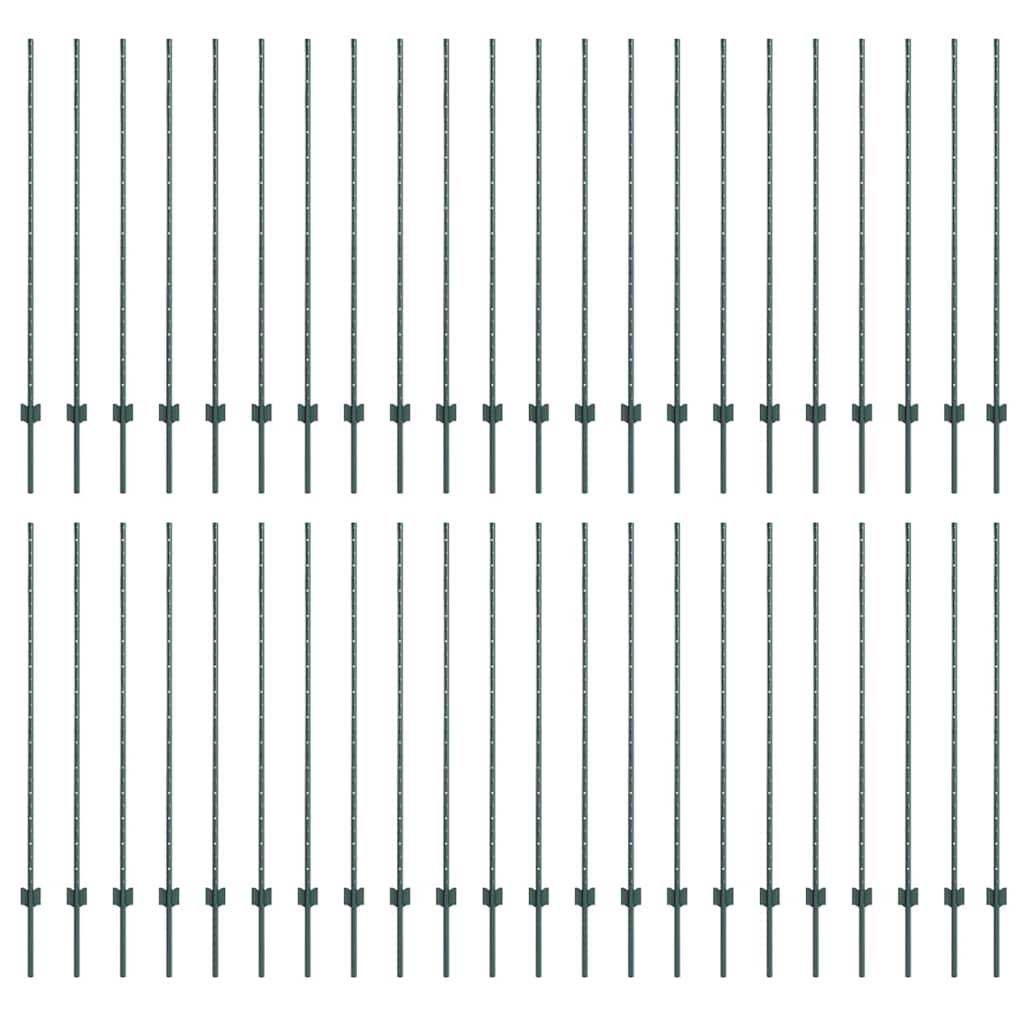 vidaXL Πόλοι Περίφραξης 44 τεμ U-Channel Πράσινοι 180 εκ Ατσάλι