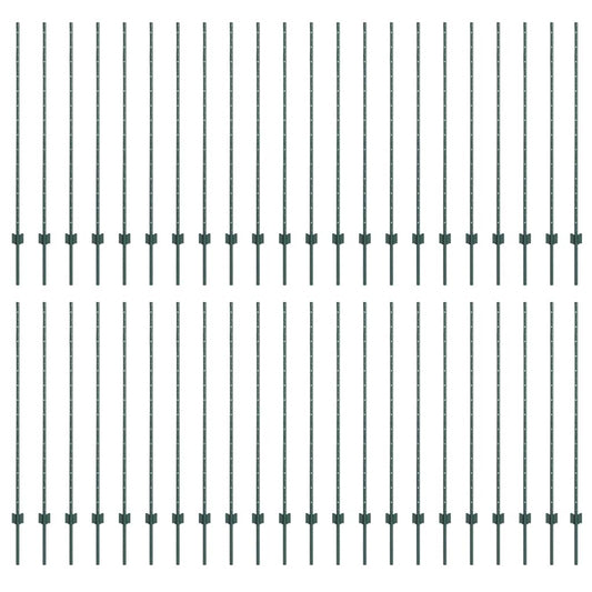 vidaXL Πόλοι Περίφραξης 44 τεμ U-Channel Πράσινοι 180 εκ Ατσάλι