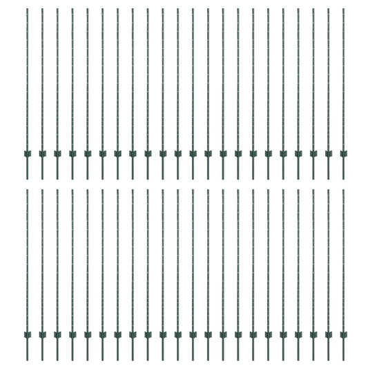 vidaXL Πόλοι Φράχτη 44 τμχ U-Channel Πράσινος 200 εκ Χάλυβας