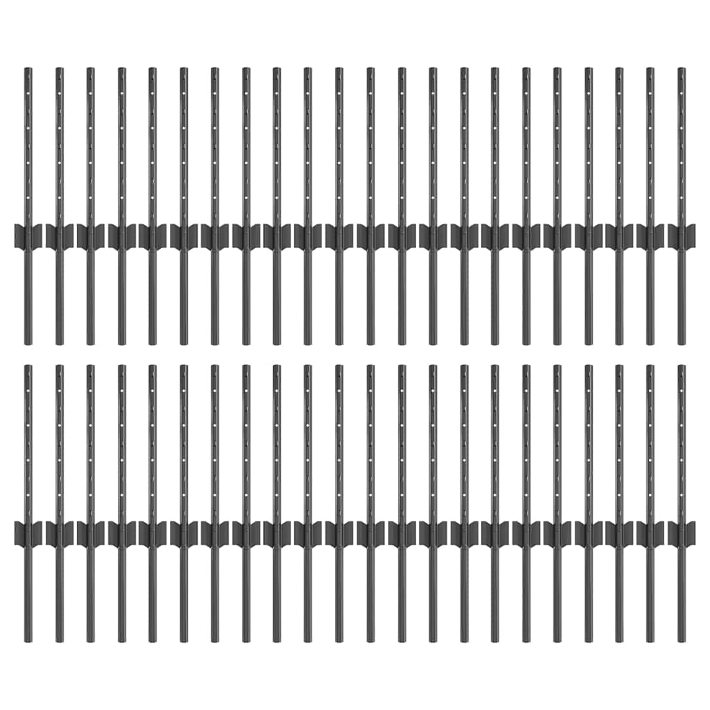 vidaXL Πόδια φράχτη 44 τεμ U-Channel Γκρι 80 εκ Χάλυβας