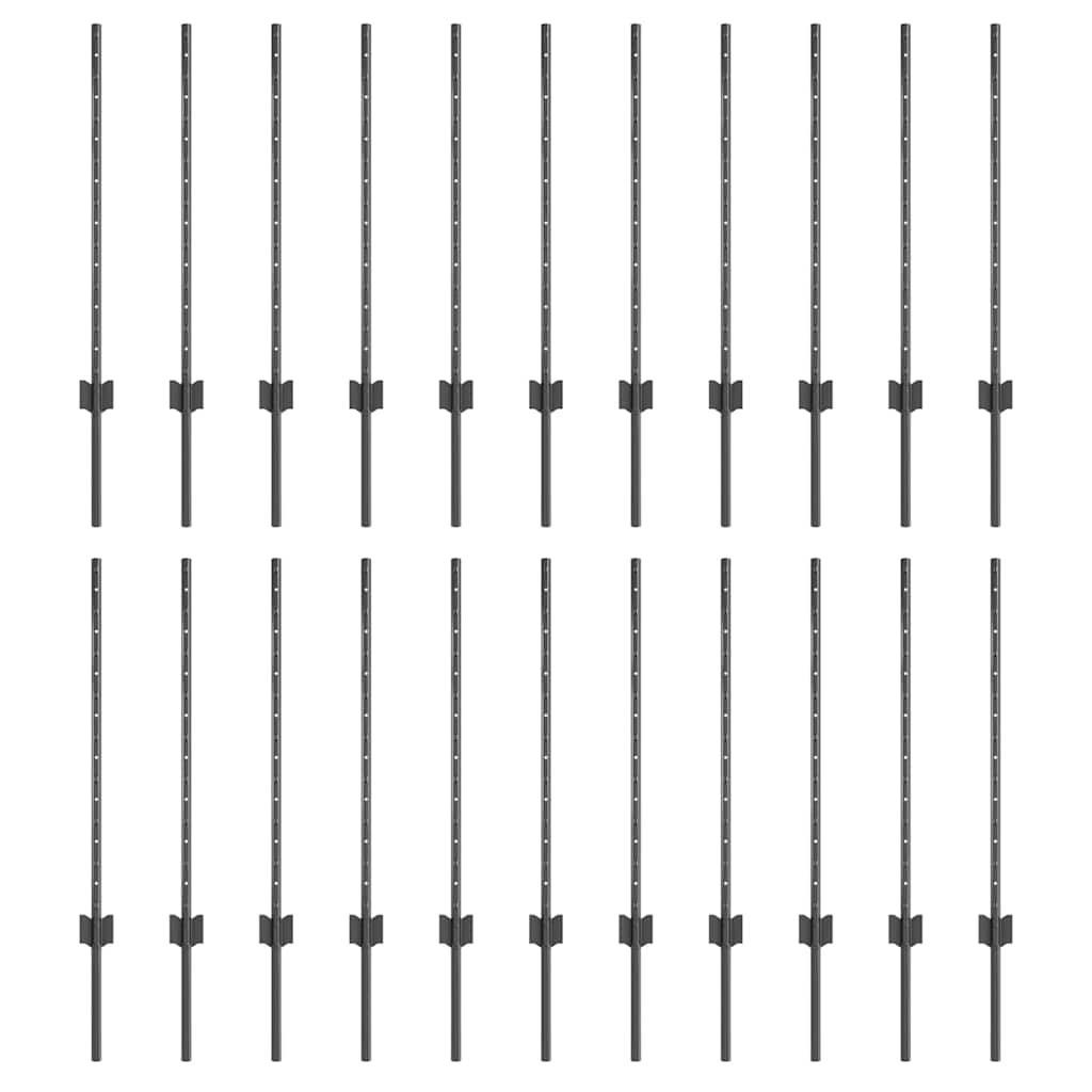 vidaXL Κολώνες φράχτη 22 τμχ U-Channel Γκρι 120 εκ χάλκινος