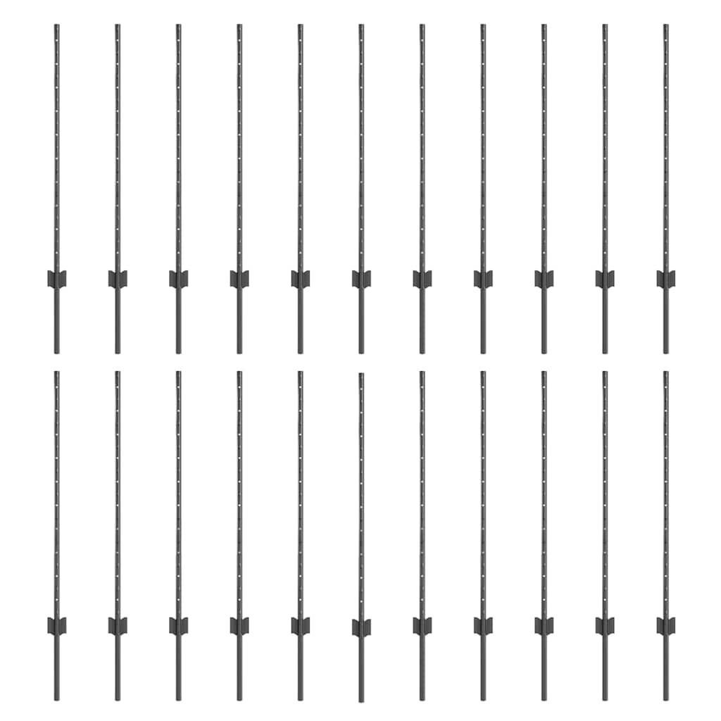vidaXL Πό posts φράχτη 44 pcs Γκρι 140 εκ Ατσάλι