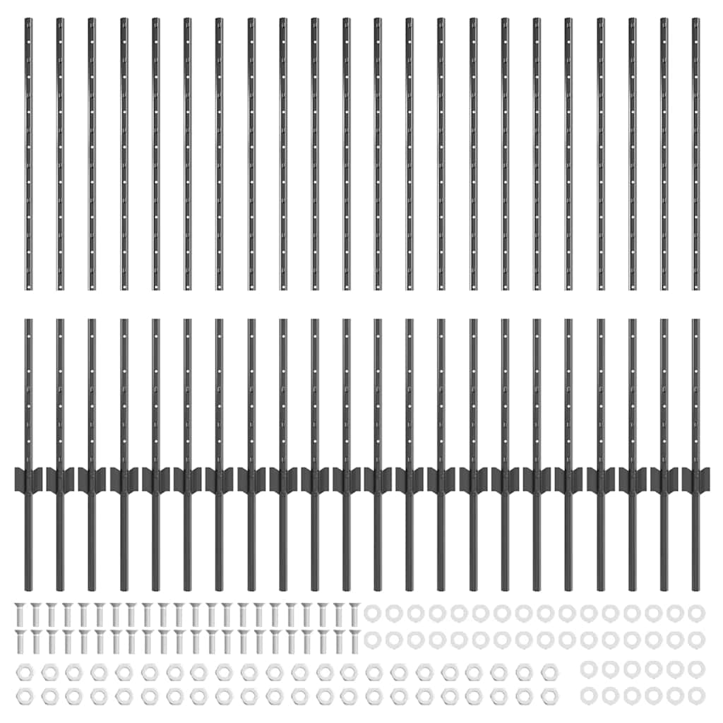 vidaXL Πό posts φράχτη 44 pcs Γκρι 140 εκ Ατσάλι