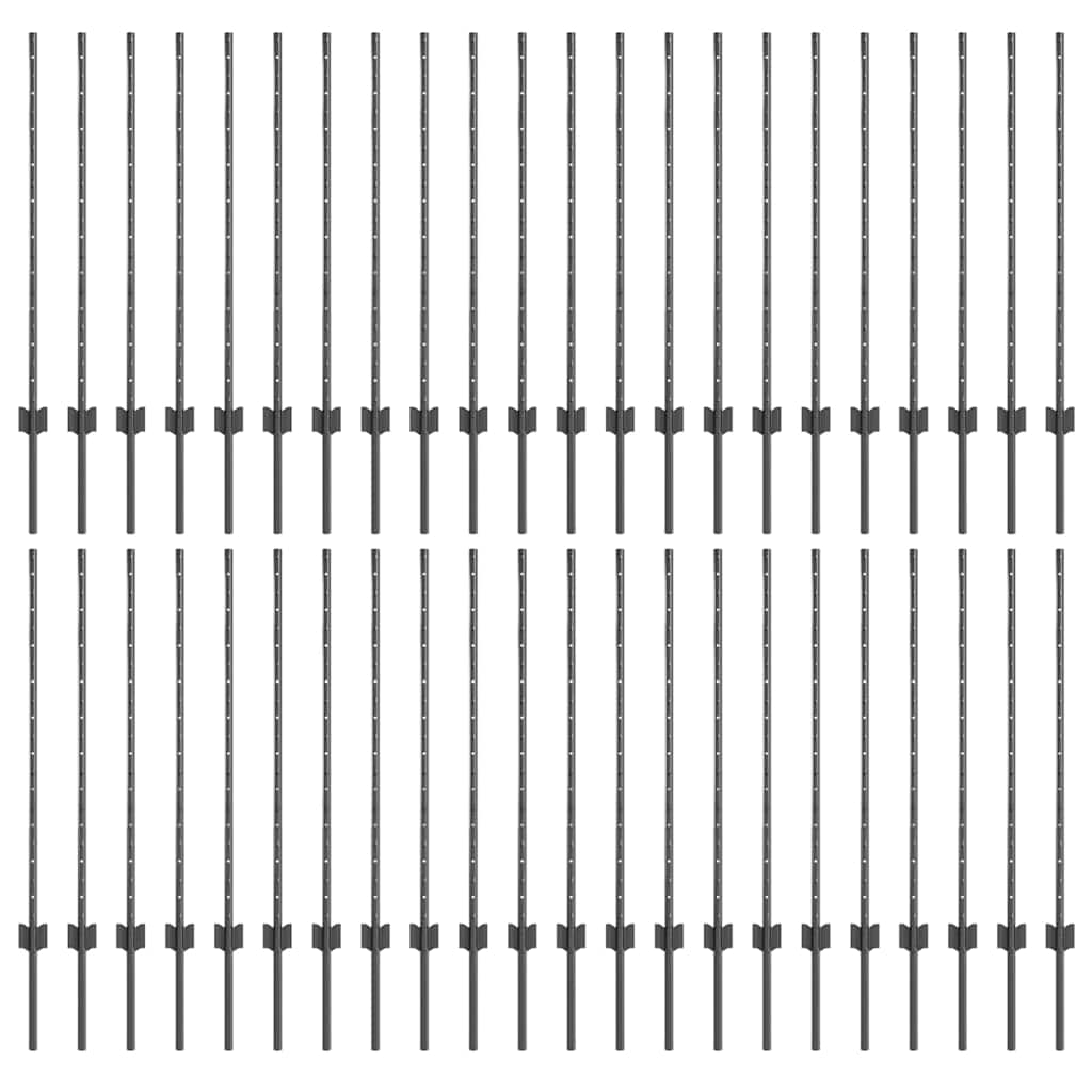 vidaXL Πό posts φράχτη 88 pcs Γκρι 140 εκ Ατσάλι