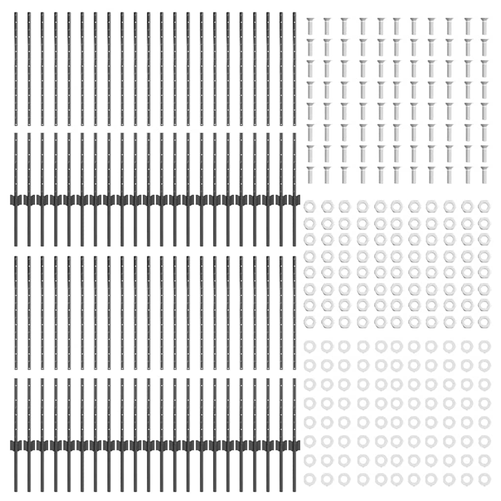 vidaXL Πό posts φράχτη 88 pcs Γκρι 140 εκ Ατσάλι