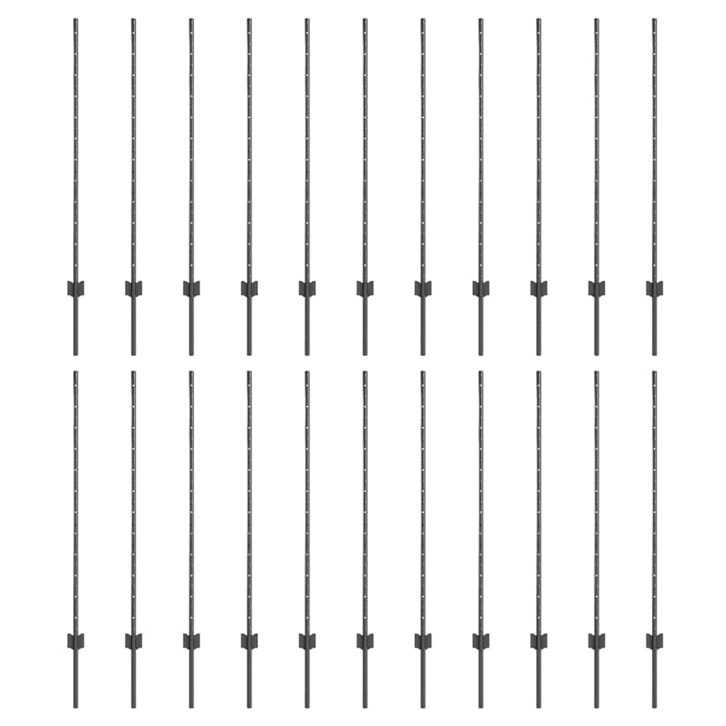 vidaXL Πό posts φράχτη 44 pcs Γκρι 160 cm Ατσάλι