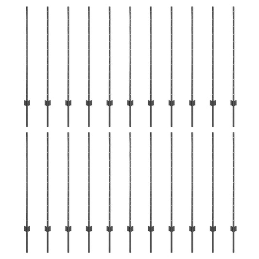 vidaXL Πό posts φράχτη 44 pcs Γκρι 160 cm Ατσάλι