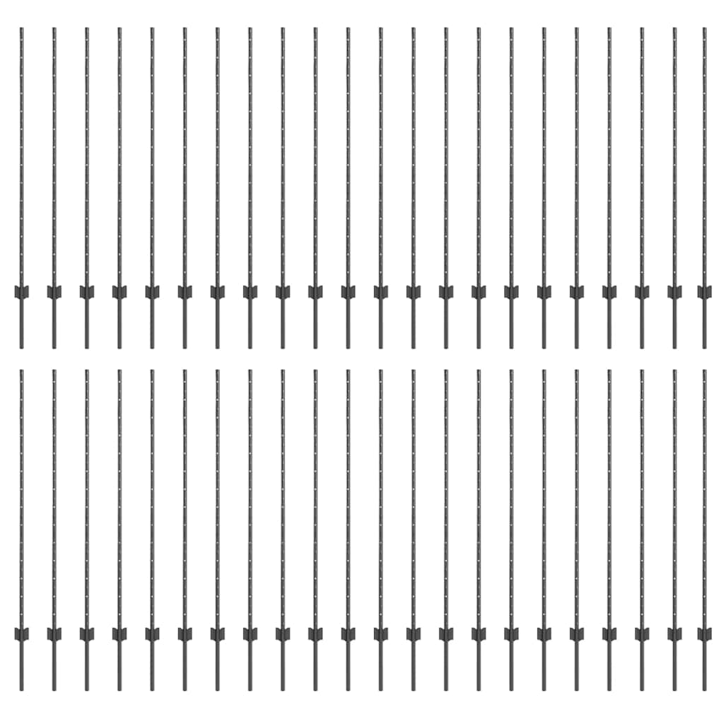 vidaXL Πό posts φράχτη 88 pcs Γκρι 180 cm Ατσάλι