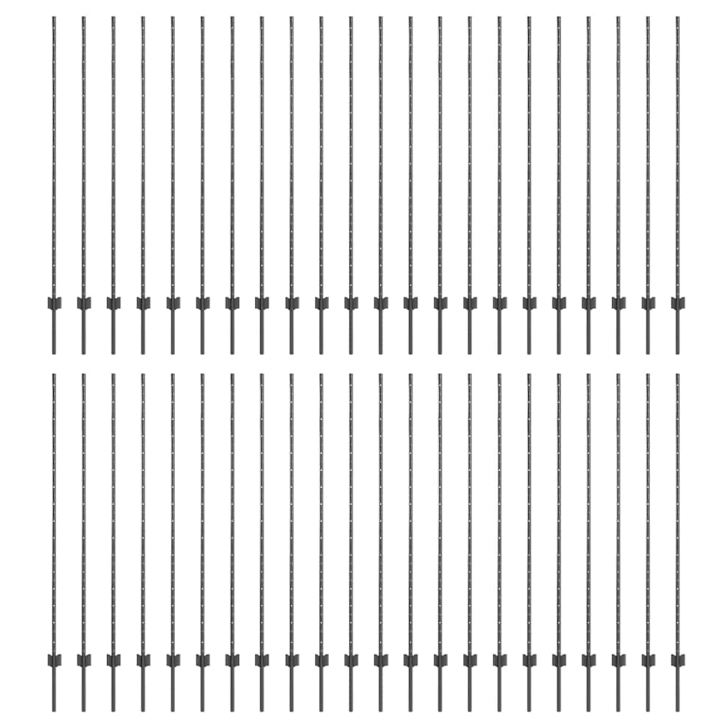 vidaXL Πό posts φράχτη 88 pcs Γκρι 200 cm Ατσάλι