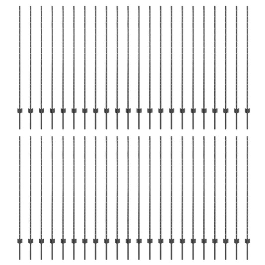 vidaXL Πό posts φράχτη 88 pcs Γκρι 200 cm Ατσάλι
