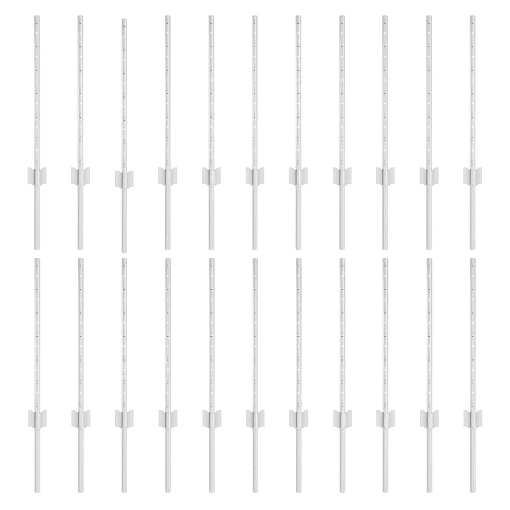 vidaXL Πό posts φράχτη 22 pcs Ασημί 100 cm Ατσάλι