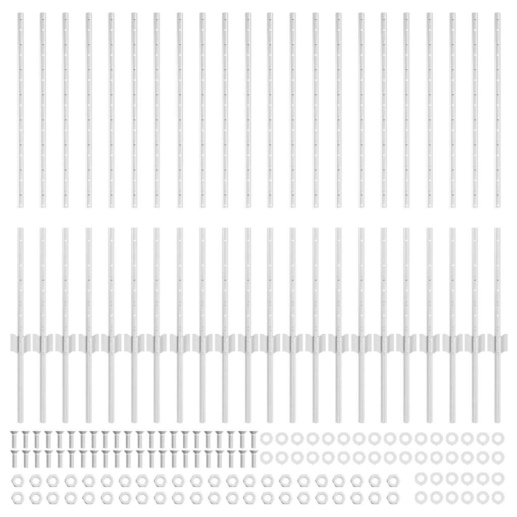 vidaXL Πό posts φράχτη 44 pcs Ασημί 140 εκ Ατσάλι