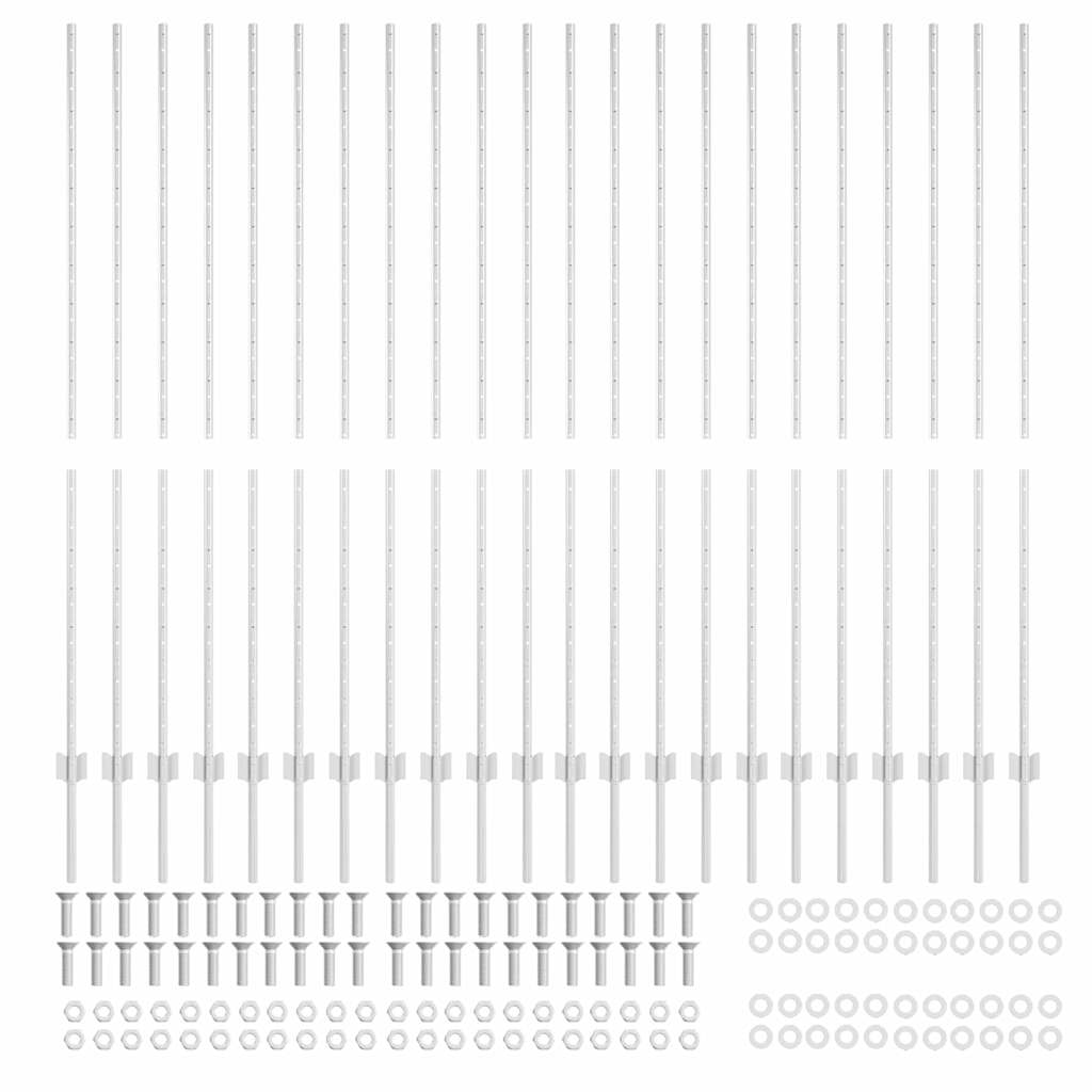 vidaXL Πό posts φράχτη 44 pcs Ασημί 200 cm Ατσάλι