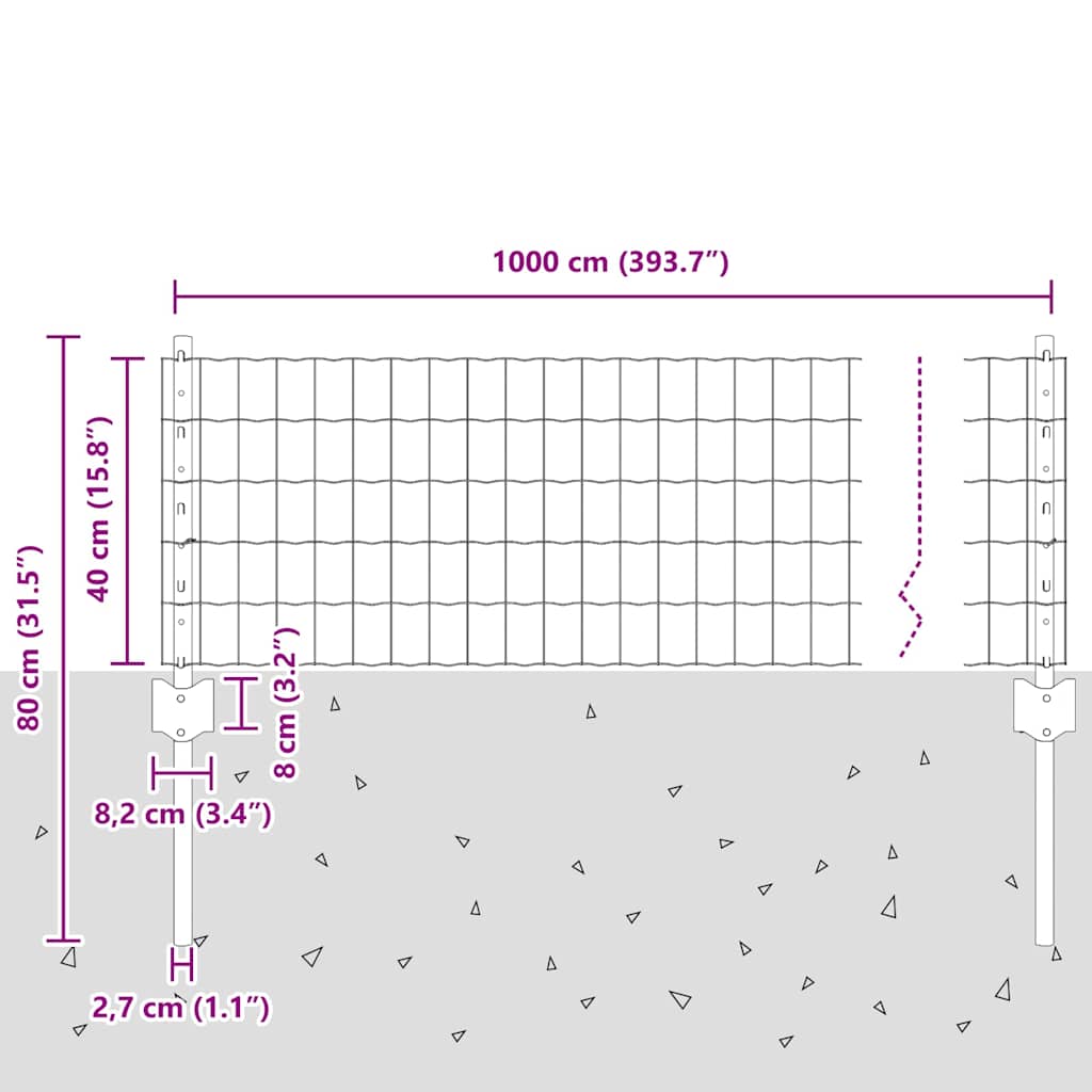 vidaXL Φράχτης Euro με 5 U Posts Πράσινο 0,4x10 μ Μέταλλο