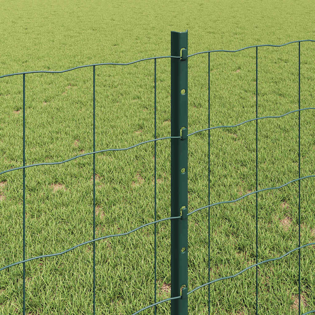 vidaXL Φράκτης Euro με 5 πόλους U, Πράσινος, 0.8x10 μ Ατσάλι