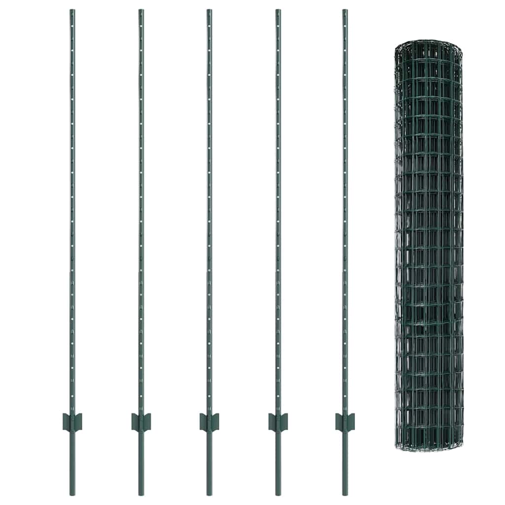 vidaXL Euro Fence με 5 U Posts Πράσινο 1.6x10 μ Χάλυβας