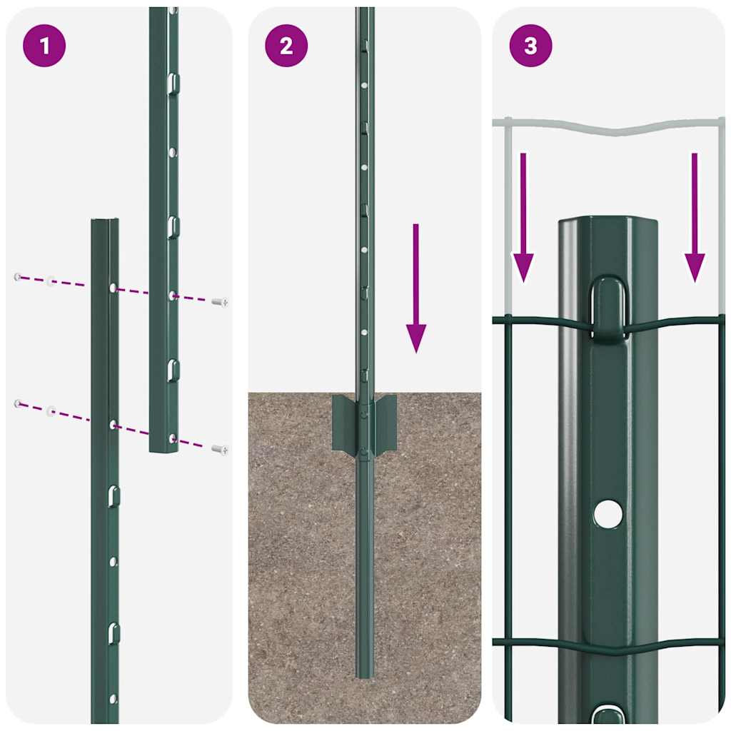 vidaXL Euro Fence με 5 U Posts Πράσινο 1.6x10 μ Χάλυβας
