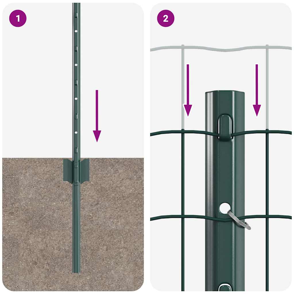 vidaXL Φράχτης Euro με 5 U πόδια Πράσινος 0.6x10 m Χάλυβας