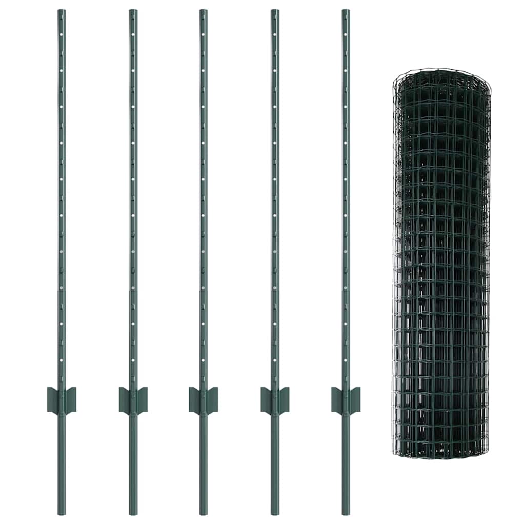 vidaXL Σετ Φράκτη Κήπου Σετ των 2 Πράσινο PVC επενδυμένο ατσάλι 10 x 1 μ