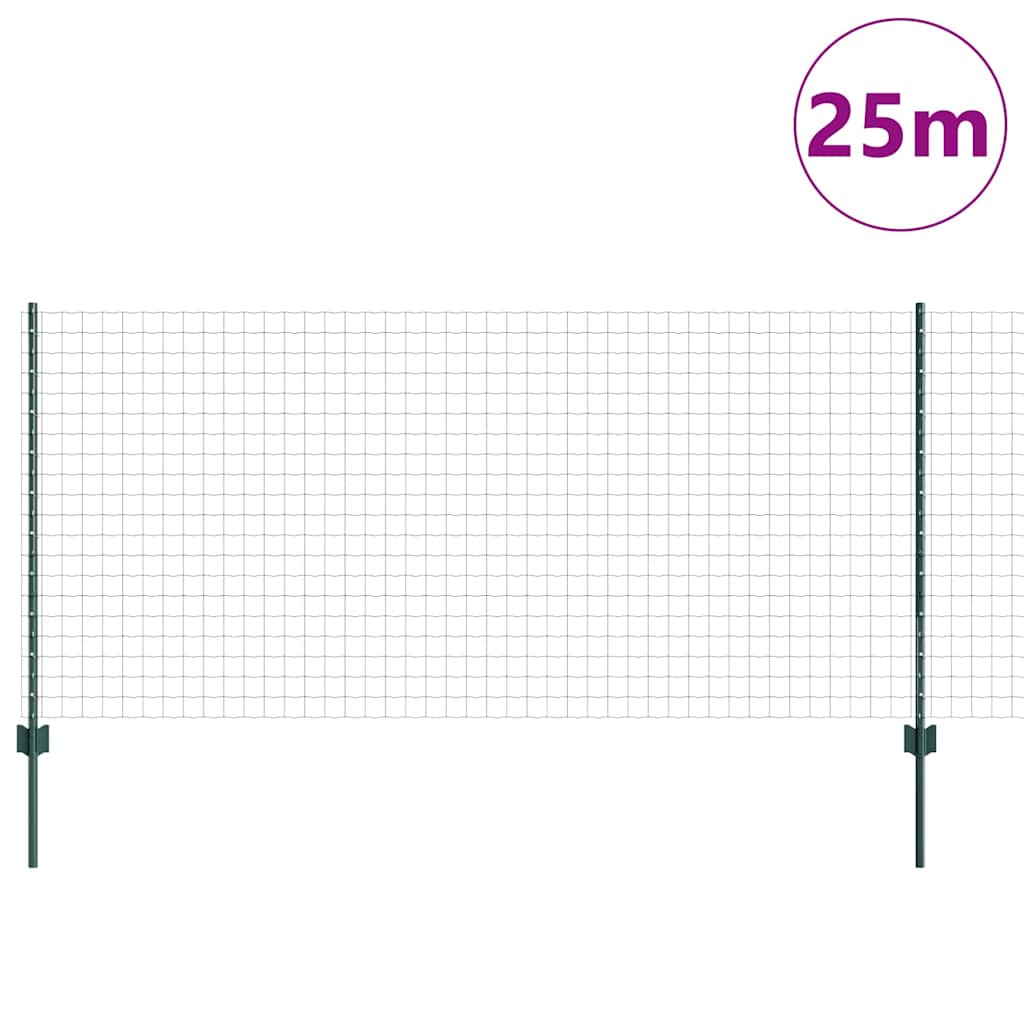 vidaXL Ευρωπαϊκό Φράχτη με 11 Πόλους Πράσινο 1x25 μ Μετάλλου