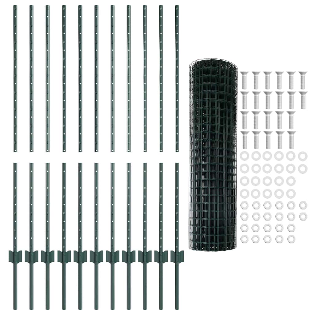 vidaXL Ευρωπαικός Φράκτης με 11 Πόδια Πράσινο 1,2x25 μ Χάλυβας