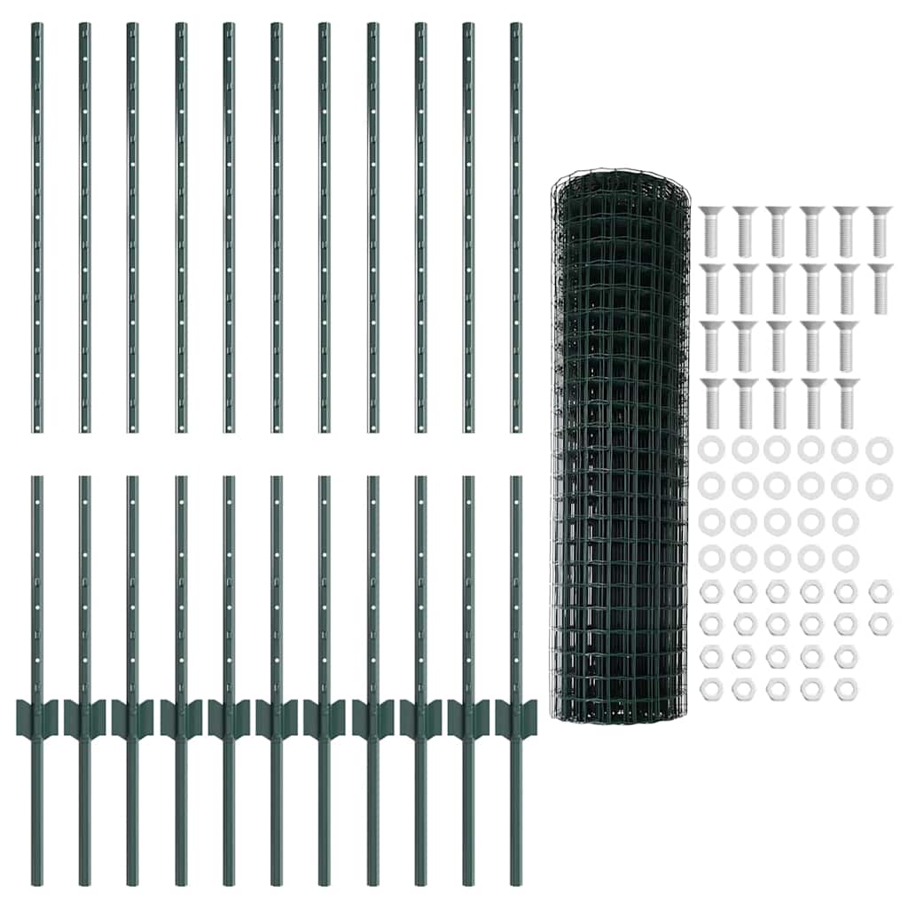 vidaXL Σετ φράχτη 2 τεμάχια Πράσινο Ατσάλι 25 x 1 μ Ανθεκτικός