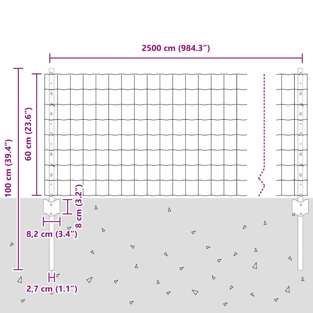 vidaXL Ευρωπαϊκή Επί Fence με 11 U Posts Πράσινο 0,6x25 μ Ατσάλι